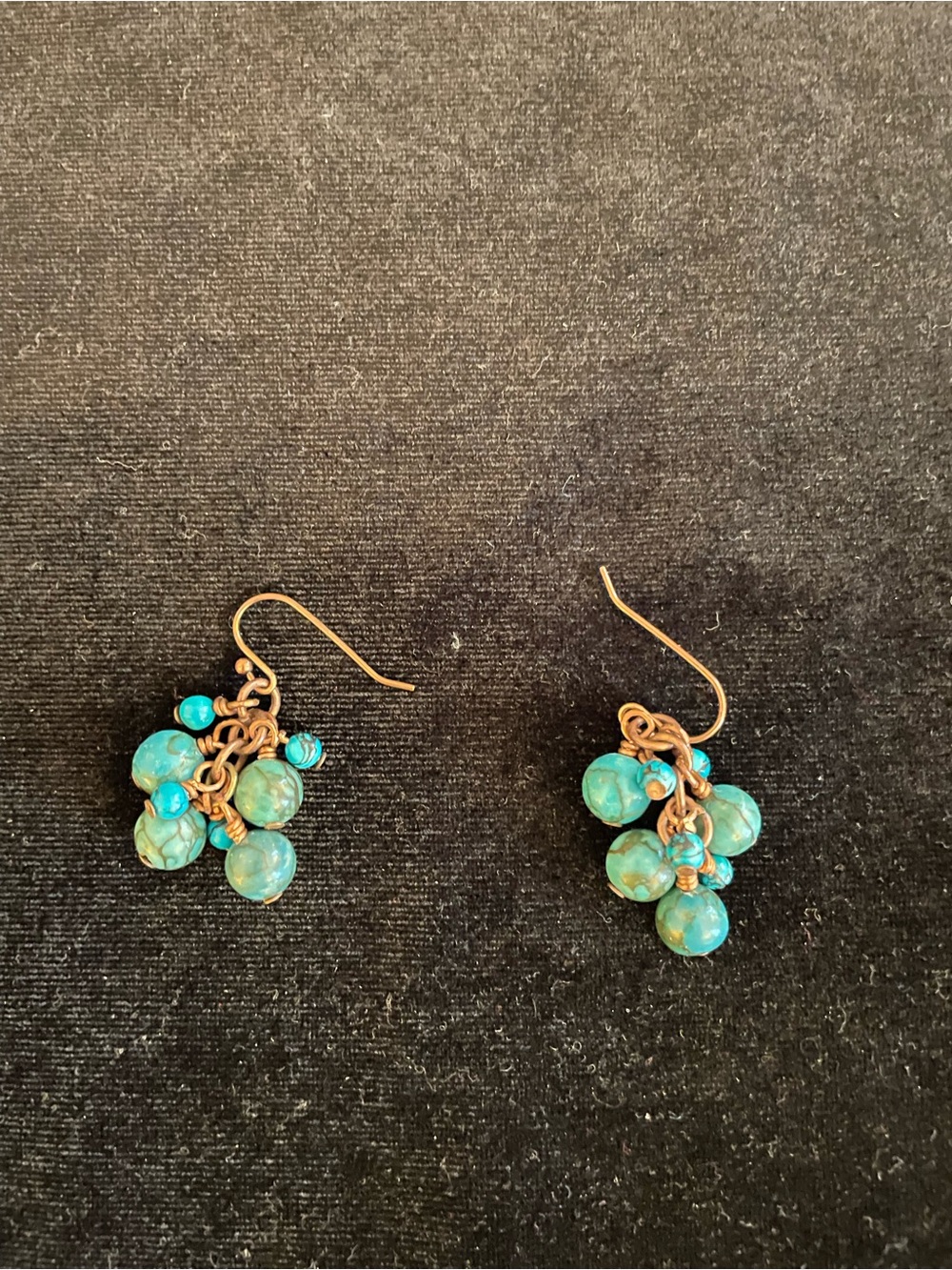 Turquoise Cluster Dangle Earrings - Unbranded
